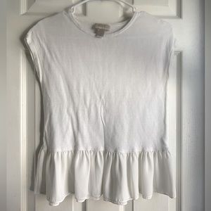 Loft White Peplum Top